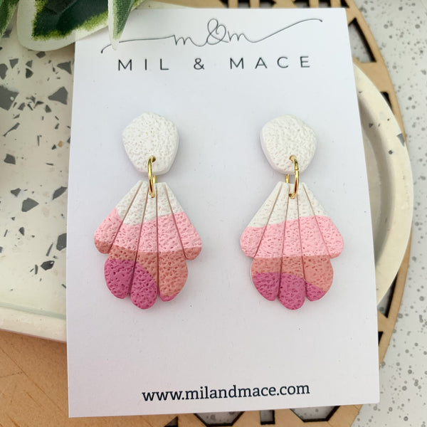 Wave Pink Polymer Clay Dangle Earrings