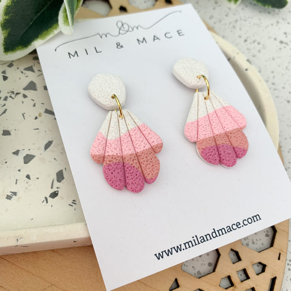 Wave Pink Polymer Clay Dangle Earrings