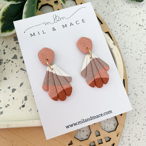 Wave Sienna Polymer Clay Dangle Earrings