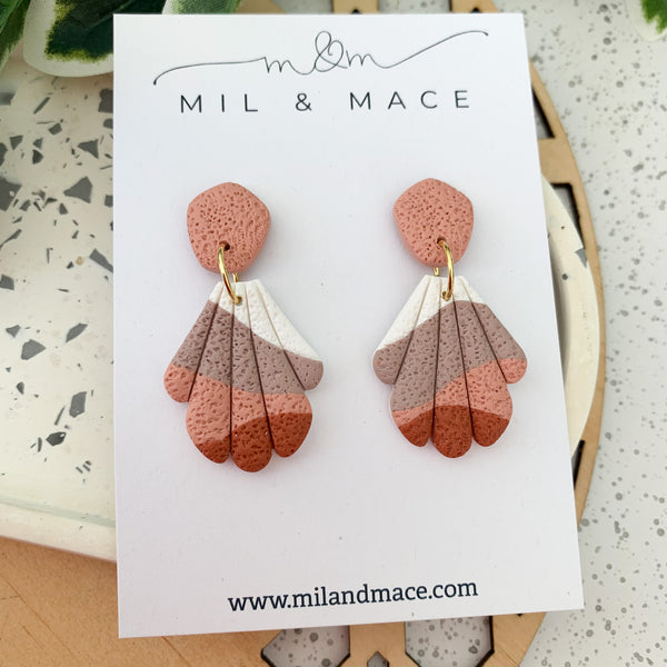 Wave Sienna Polymer Clay Dangle Earrings