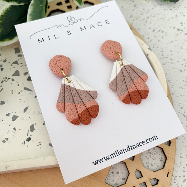 Wave Sienna Polymer Clay Dangle Earrings