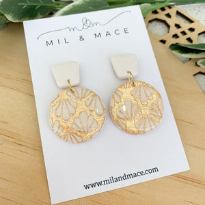 Art Deco Polymer Clay Dangle Earrings with Resin Finish