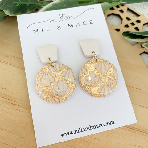 Art Deco Polymer Clay Dangle Earrings with Resin Finish