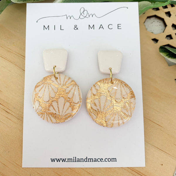 Art Deco Polymer Clay Dangle Earrings with Resin Finish