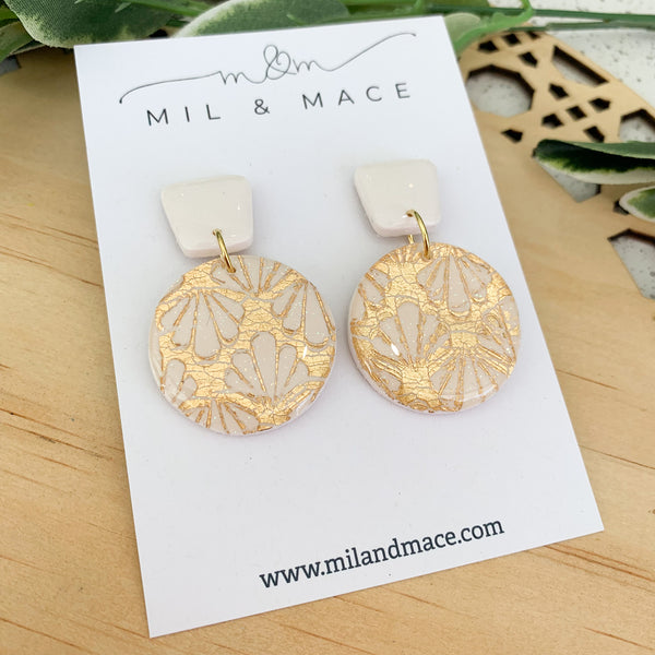Art Deco Polymer Clay Dangle Earrings with Resin Finish