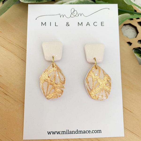 Art Deco Polymer Clay Dangle Earrings with Resin Finish