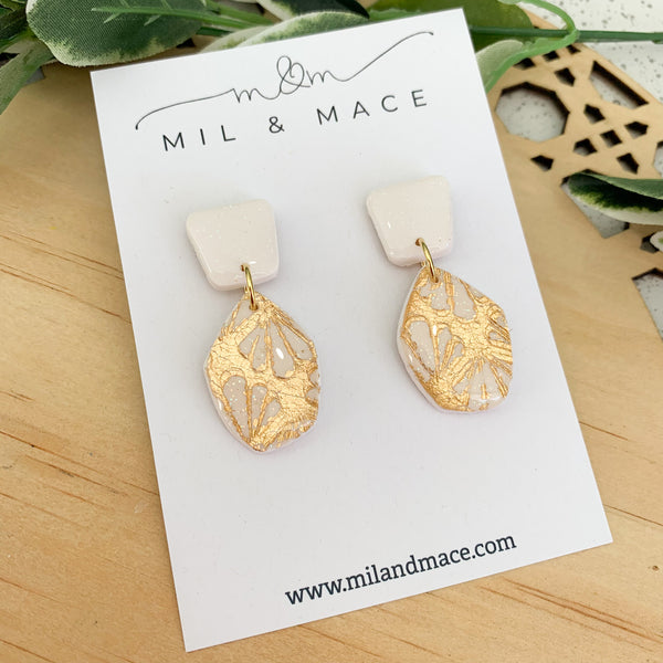 Art Deco Polymer Clay Dangle Earrings with Resin Finish