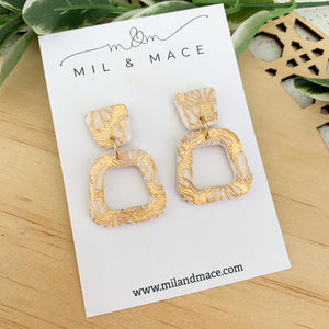 Art Deco Polymer Clay Dangle Earrings with Resin Finish