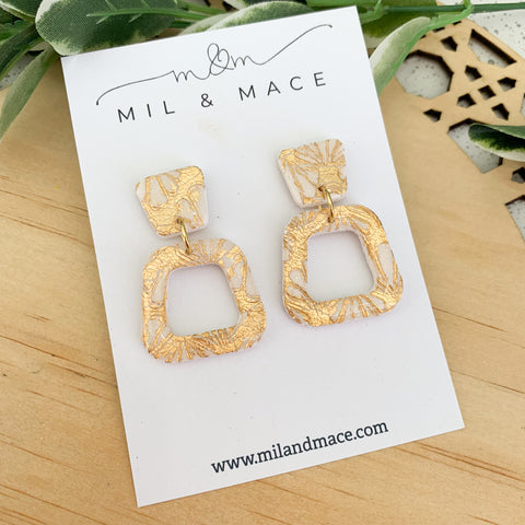 Art Deco Polymer Clay Dangle Earrings with Resin Finish
