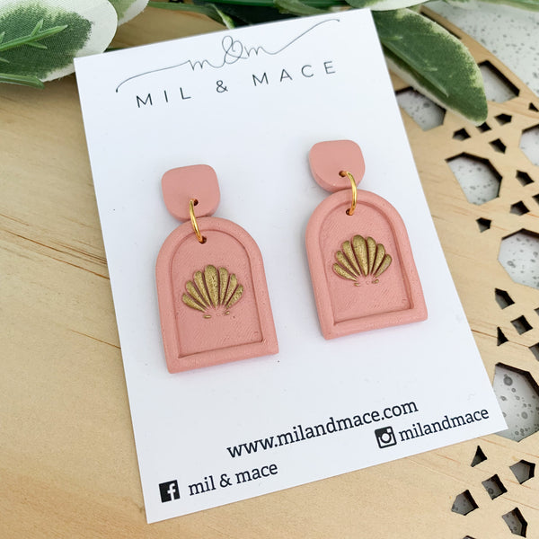 Shell Arches Polymer Clay Dangle Earrings
