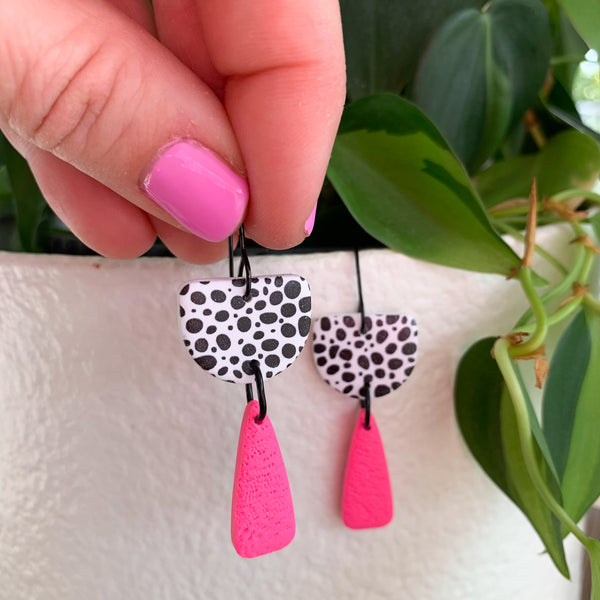 Colour Pop Polymer Clay Hook Dangle Earrings