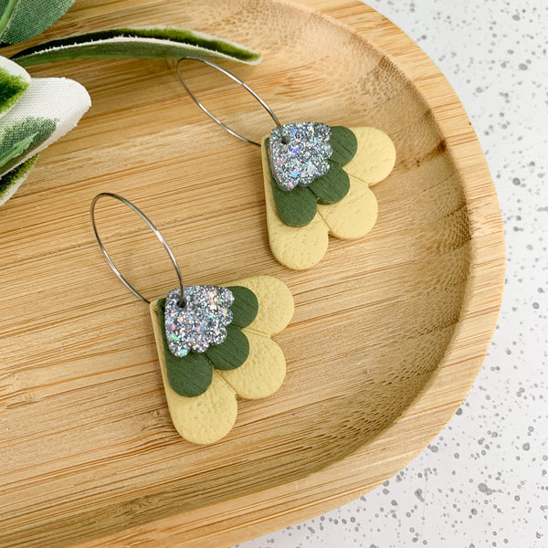 Petal Polymer Clay Dangle Hoop Earrings