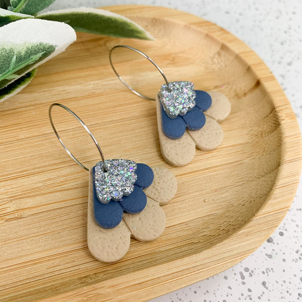 Petal Polymer Clay Dangle Hoop Earrings