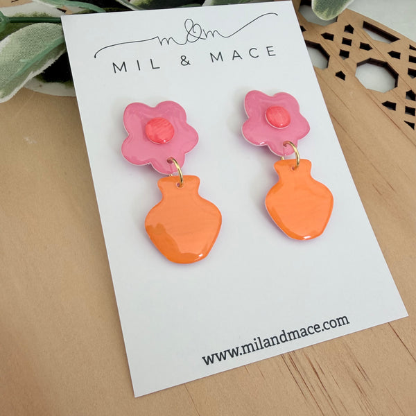 Flower Pot Yupo Dangle Earrings