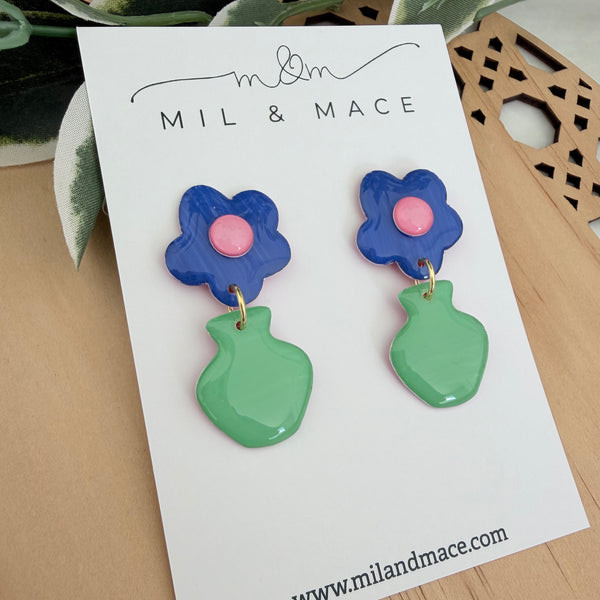 Flower Pot Yupo Dangle Earrings