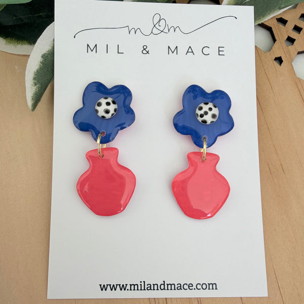 Flower Pot Yupo Dangle Earrings