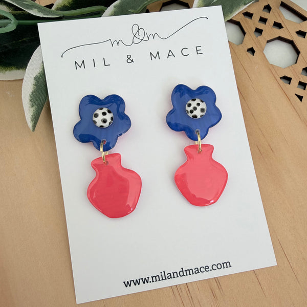 Flower Pot Yupo Dangle Earrings