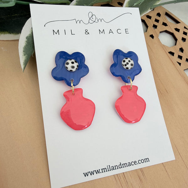 Flower Pot Yupo Dangle Earrings