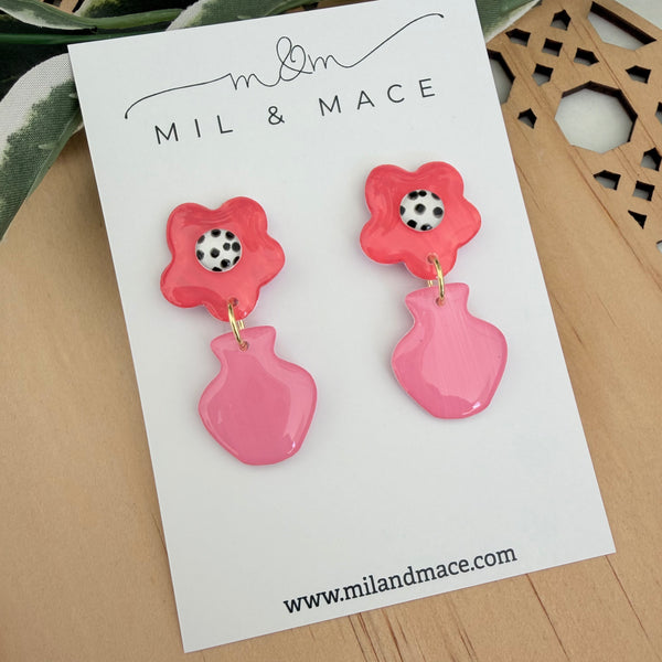 Flower Pot Yupo Dangle Earrings
