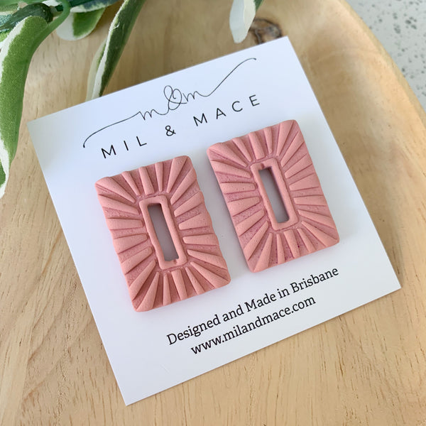 Rectangle Texture Polymer Clay Stud Earrings