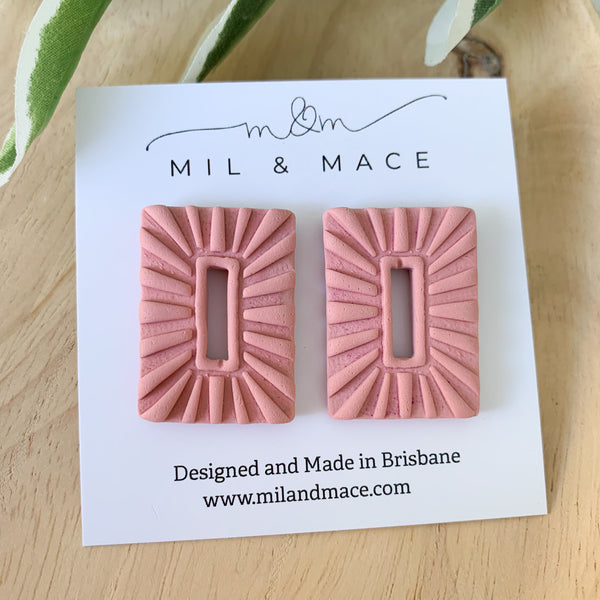 Rectangle Texture Polymer Clay Stud Earrings