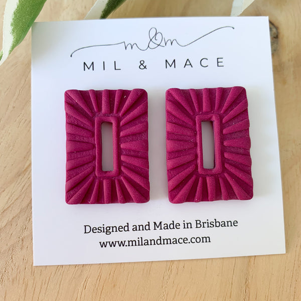 Rectangle Texture Polymer Clay Stud Earrings