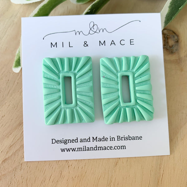 Rectangle Texture Polymer Clay Stud Earrings