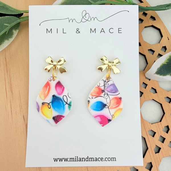 Christmas Lights Polymer Clay Dangle Earrings