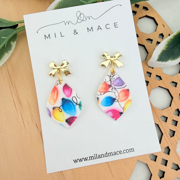 Christmas Lights Polymer Clay Dangle Earrings