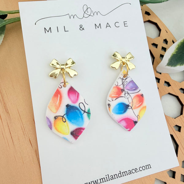 Christmas Lights Polymer Clay Dangle Earrings