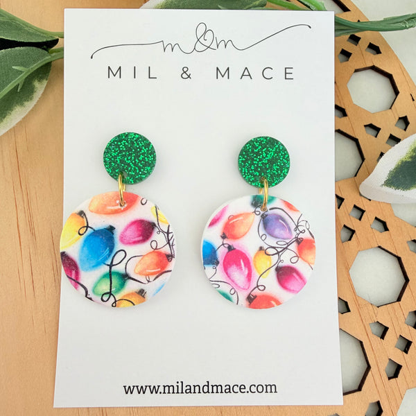 Christmas Lights Polymer Clay Dangle Earrings