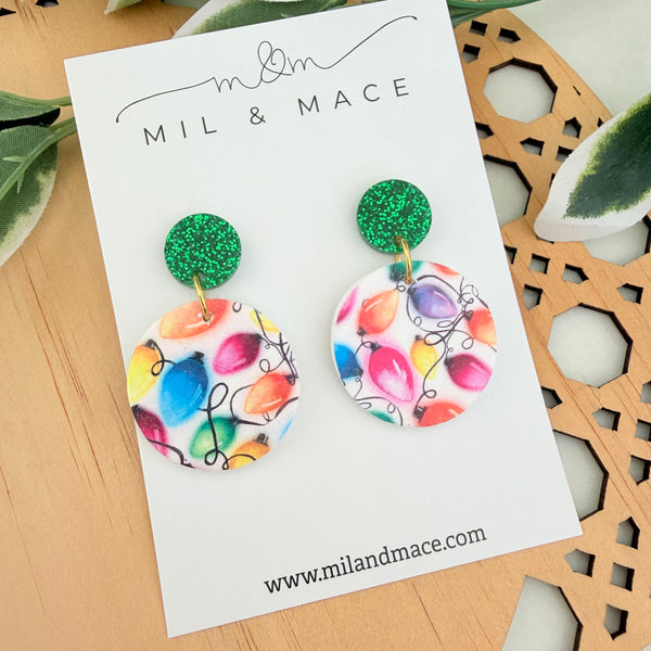 Christmas Lights Polymer Clay Dangle Earrings