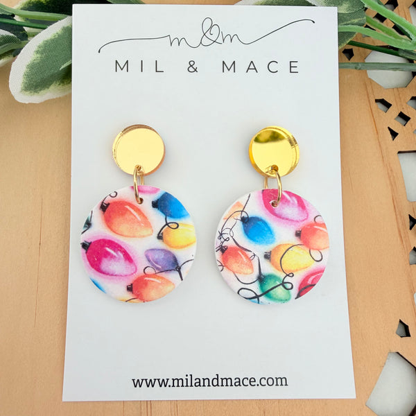 Christmas Lights Polymer Clay Dangle Earrings