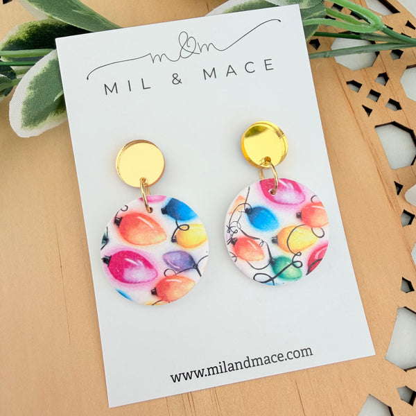 Christmas Lights Polymer Clay Dangle Earrings