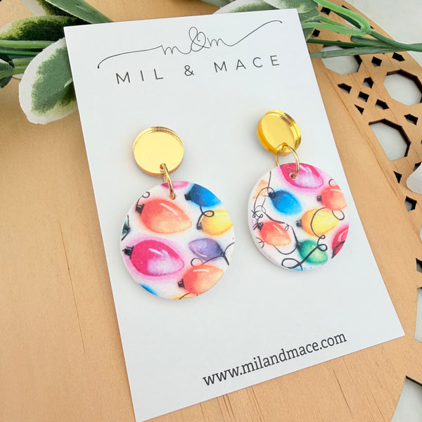 Christmas Lights Polymer Clay Dangle Earrings