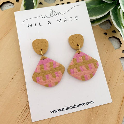 Mustard and Pink Dangle Earrings