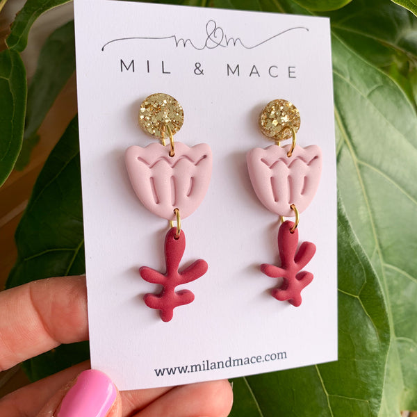 Tulip Polymer Clay Dangle Earrings