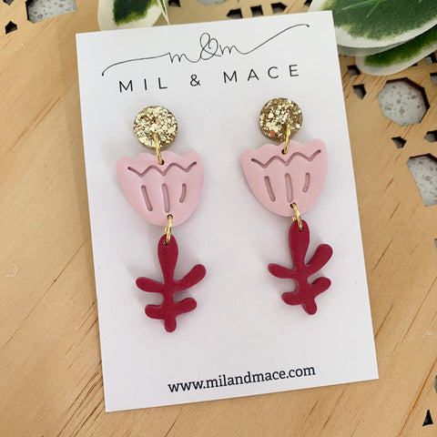 Tulip Polymer Clay Dangle Earrings