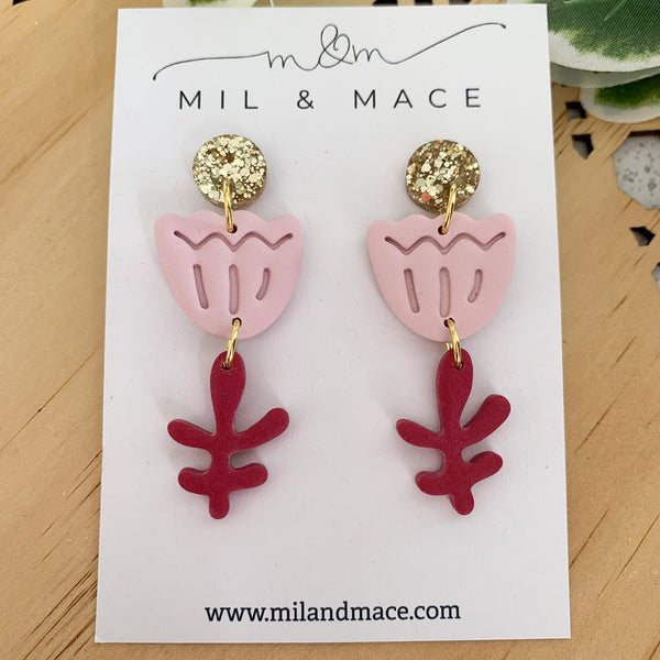 Tulip Polymer Clay Dangle Earrings