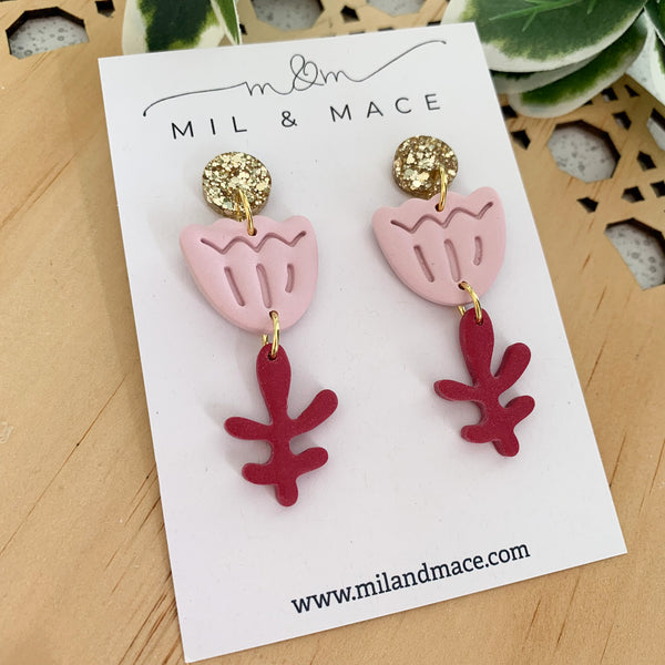 Tulip Polymer Clay Dangle Earrings