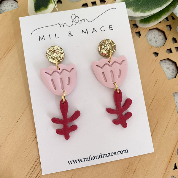Tulip Polymer Clay Dangle Earrings