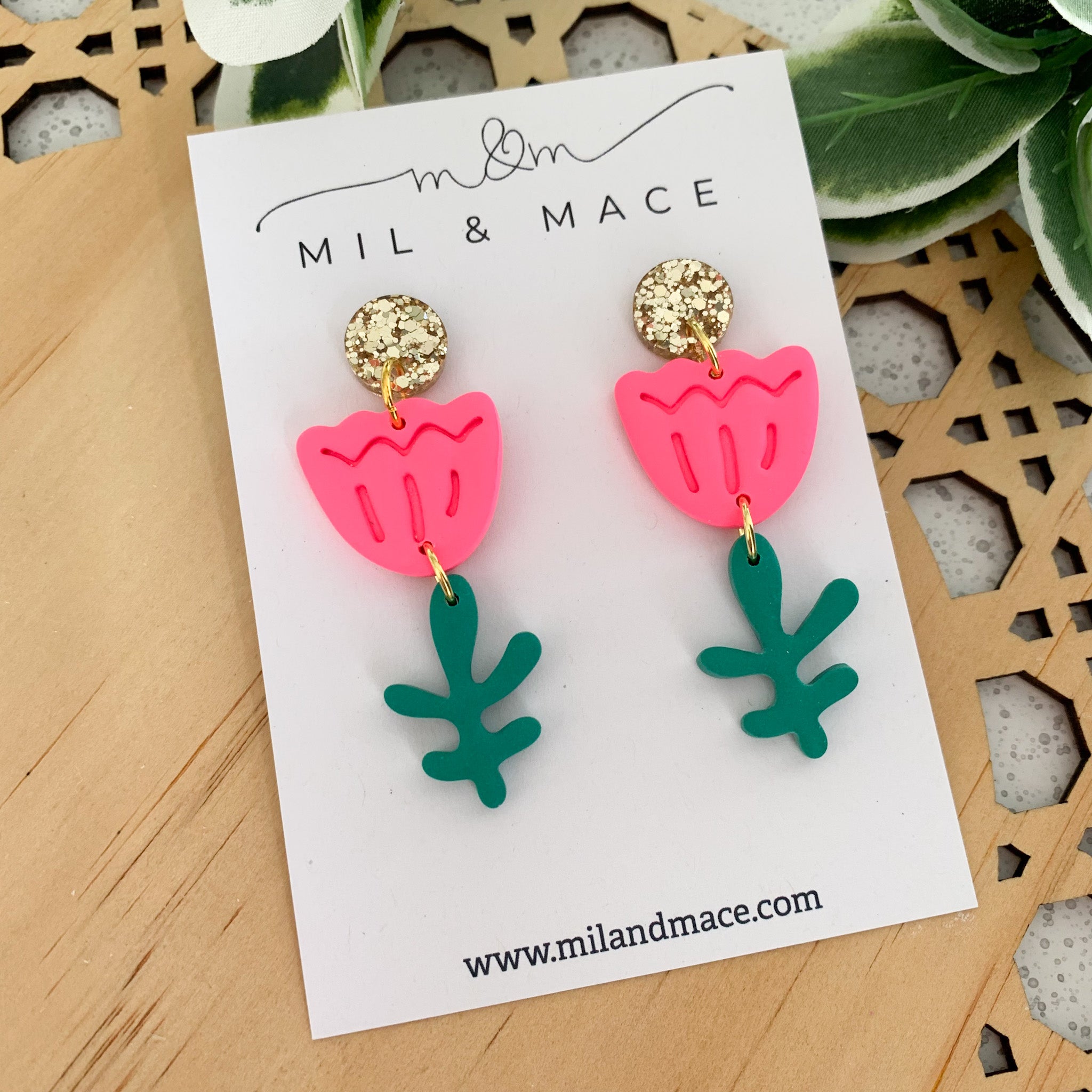 Tulip Polymer Clay Dangle Earrings