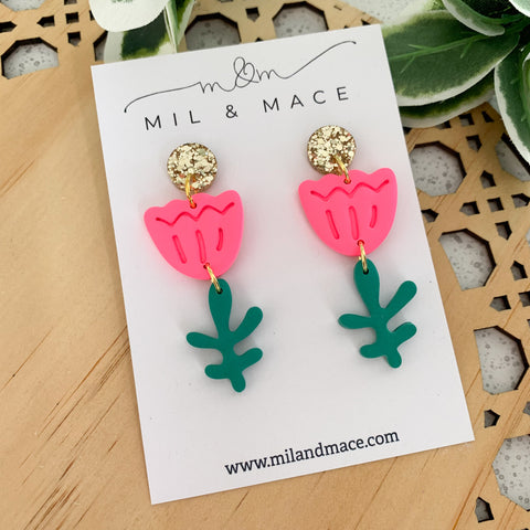 Tulip Polymer Clay Dangle Earrings
