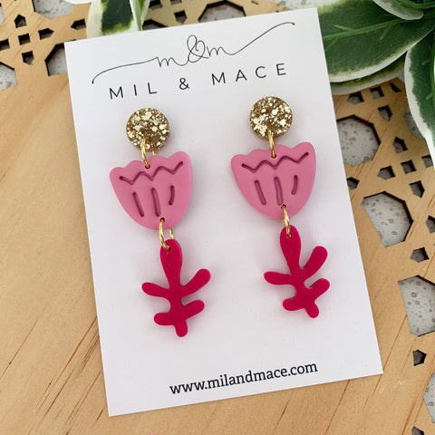 Tulip Polymer Clay Dangle Earrings