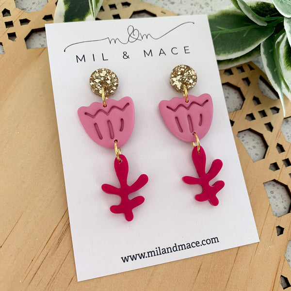 Tulip Polymer Clay Dangle Earrings