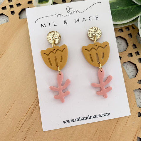 Tulip Polymer Clay Dangle Earrings