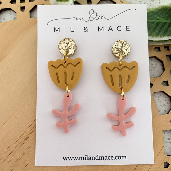 Tulip Polymer Clay Dangle Earrings
