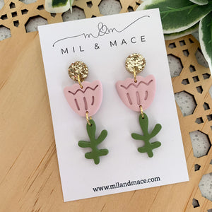 Tulip Polymer Clay Dangle Earrings