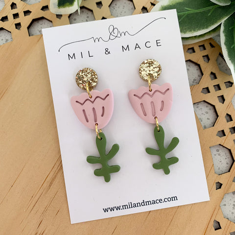 Tulip Polymer Clay Dangle Earrings