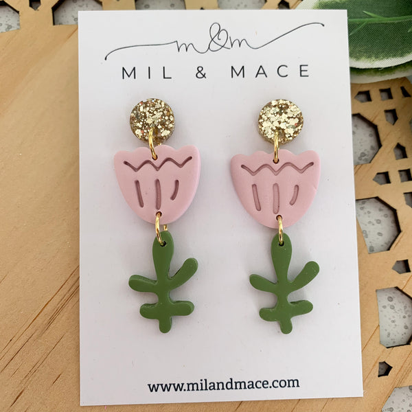 Tulip Polymer Clay Dangle Earrings